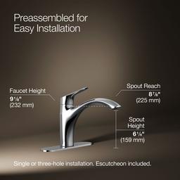 Kohler | Rival | Single Hole Kitchen Faucet - Polished Chrome - image 3