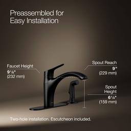 Kohler | Rival | Single Hole Kitchen Faucet - Matte Black - image 3