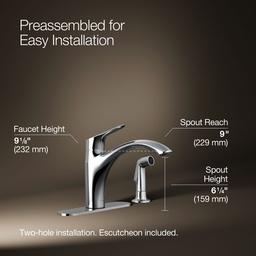 Kohler | Rival | Single Hole Kitchen Faucet - Polished Chrome - image 3