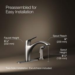 Kohler | Rival | Single Hole Kitchen Faucet - Vibrant Stainless - image 3