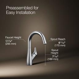 Kohler | Rival | Single Hole Kitchen Faucet - Polished Chrome - image 3