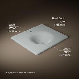 Kohler Iron/Impressions 25'' Enameled cast iron vanity top with integrated round sink - Ice Grey - image 2