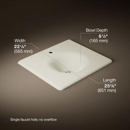 Kohler Iron/Impressions 25'' Enameled cast iron vanity top with integrated round sink - Biscuit - image 2