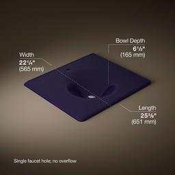 Kohler Iron/Impressions 25'' Enameled cast iron vanity top with integrated round sink - Indigo Blue - image 2