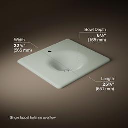 Kohler Iron/Impressions 25'' Enameled cast iron vanity top with integrated round sink - Sea Salt - image 2