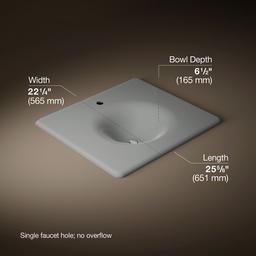 Kohler Iron/Impressions 25'' Enameled cast iron vanity top with integrated round sink - Basalt - image 2