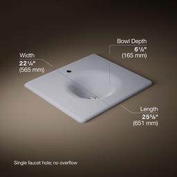 Kohler Iron/Impressions 25'' Enameled cast iron vanity top with integrated round sink - Lavender Grey - image 2