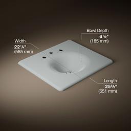 Kohler Iron/Impressions 25'' Enameled cast iron vanity top with integrated round sink - Ice Grey - image 2