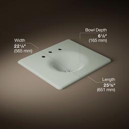 Kohler Iron/Impressions 25'' Enameled cast iron vanity top with integrated round sink - Sea Salt - image 2
