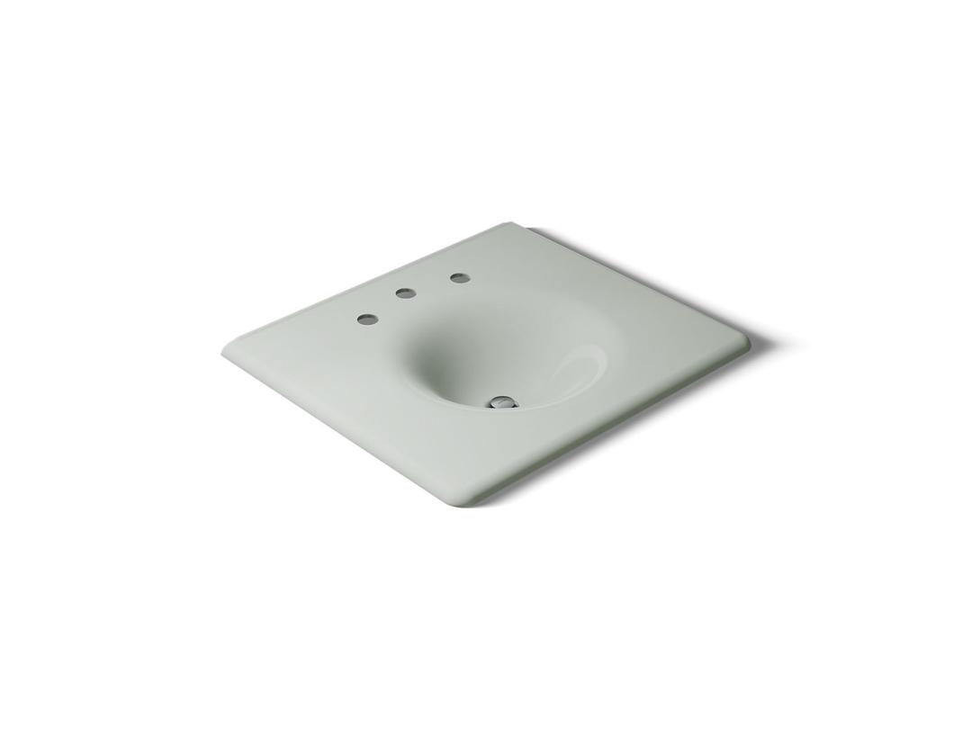 Kohler Iron/Impressions 25'' Enameled cast iron vanity top with integrated round sink - Sea Salt by Kohler