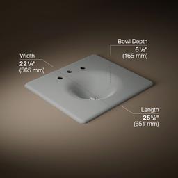 Kohler Iron/Impressions 25'' Enameled cast iron vanity top with integrated round sink - Basalt - image 2