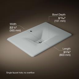 Kohler Iron/Impressions 31'' Enameled cast iron vanity top with integrated rectangular sink - Ice Grey - image 2