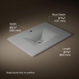 Kohler Iron/Impressions 31'' Enameled cast iron vanity top with integrated rectangular sink - Basalt - image 2