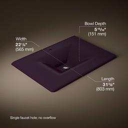 Kohler Iron/Impressions 31'' Enameled cast iron vanity top with integrated rectangular sink - Black Plum - image 2