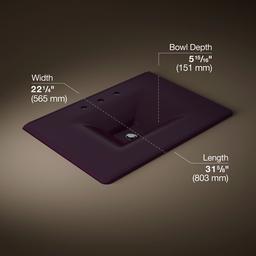 Kohler Iron/Impressions 31'' Enameled cast iron vanity top with integrated rectangular sink - Black Plum - image 2