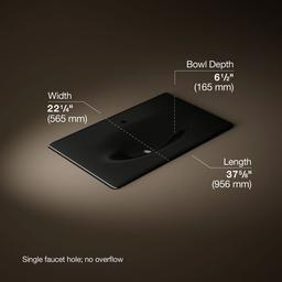 Kohler Iron/Impressions 37'' Enameled cast iron vanity top with integrated oval sink - Black - image 2