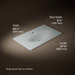 Kohler Iron/Impressions 37'' Enameled cast iron vanity top with integrated oval sink - Ice Grey - image 2