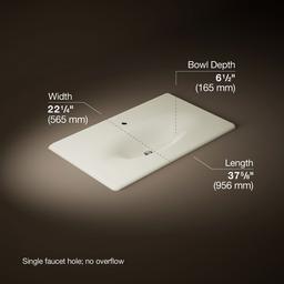 Kohler Iron/Impressions 37'' Enameled cast iron vanity top with integrated oval sink - Biscuit - image 2