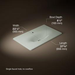 Kohler Iron/Impressions 37'' Enameled cast iron vanity top with integrated oval sink - Sea Salt - image 2