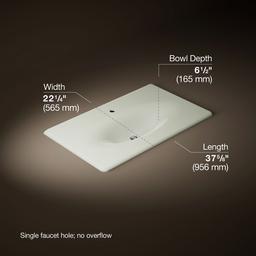 Kohler Iron/Impressions 37'' Enameled cast iron vanity top with integrated oval sink - Dune - image 2