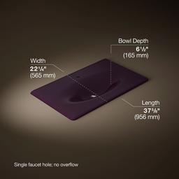 Kohler Iron/Impressions 37'' Enameled cast iron vanity top with integrated oval sink - Black Plum - image 2