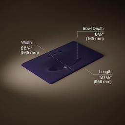 Kohler Iron/Impressions 37'' Enameled cast iron vanity top with integrated oval sink - Indigo Blue - image 2