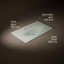 Kohler Iron/Impressions 37'' Enameled cast iron vanity top with integrated oval sink - Sea Salt - image 2