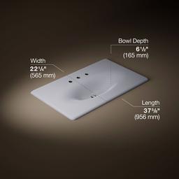 Kohler Iron/Impressions 37'' Enameled cast iron vanity top with integrated oval sink - Lavender Grey - image 2