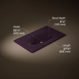 Kohler Iron/Impressions 37'' Enameled cast iron vanity top with integrated oval sink - Black Plum - image 2