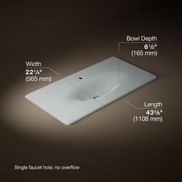 Kohler Iron/Impressions 43'' Enameled cast iron vanity top with integrated oval sink - Ice Grey - image 2