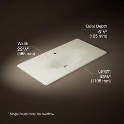 Kohler Iron/Impressions 43'' Enameled cast iron vanity top with integrated oval sink - Biscuit - image 2