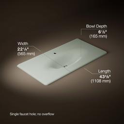 Kohler Iron/Impressions 43'' Enameled cast iron vanity top with integrated oval sink - Sea Salt - image 2