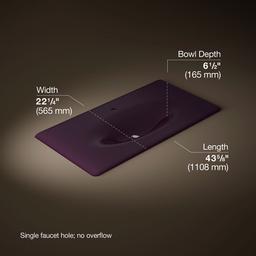 Kohler Iron/Impressions 43'' Enameled cast iron vanity top with integrated oval sink - Black Plum - image 2