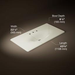 Kohler Iron/Impressions 43'' Enameled cast iron vanity top with integrated oval sink - Biscuit - image 2