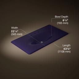 Kohler Iron/Impressions 43'' Enameled cast iron vanity top with integrated oval sink - Indigo Blue - image 2