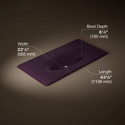Kohler Iron/Impressions 43'' Enameled cast iron vanity top with integrated oval sink - Black Plum - image 2