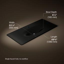 Kohler Iron/Impressions 49'' Enameled cast iron vanity top with integrated oval sink - Black - image 2