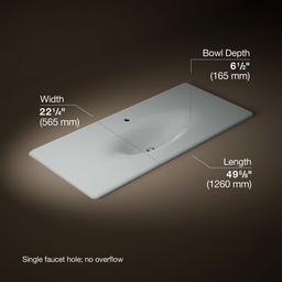 Kohler Iron/Impressions 49'' Enameled cast iron vanity top with integrated oval sink - Ice Grey - image 2