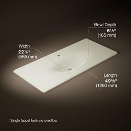 Kohler Iron/Impressions 49'' Enameled cast iron vanity top with integrated oval sink - Biscuit - image 2