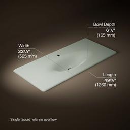 Kohler Iron/Impressions 49'' Enameled cast iron vanity top with integrated oval sink - Sea Salt - image 2