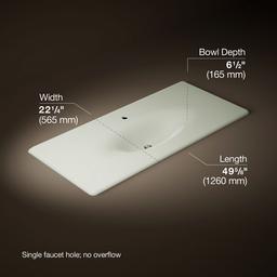 Kohler Iron/Impressions 49'' Enameled cast iron vanity top with integrated oval sink - Dune - image 2