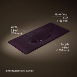 Kohler Iron/Impressions 49'' Enameled cast iron vanity top with integrated oval sink - Black Plum - image 2