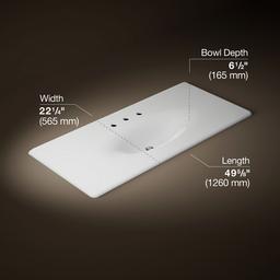 Kohler Iron/Impressions 49'' Enameled cast iron vanity top with integrated oval sink - White - image 2