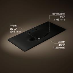 Kohler Iron/Impressions 49'' Enameled cast iron vanity top with integrated oval sink - Black - image 2