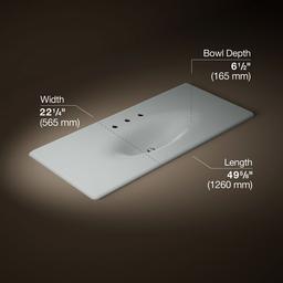 Kohler Iron/Impressions 49'' Enameled cast iron vanity top with integrated oval sink - Ice Grey - image 2