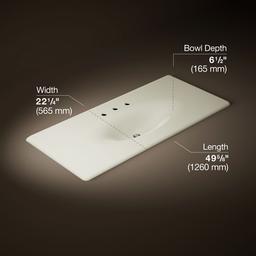 Kohler Iron/Impressions 49'' Enameled cast iron vanity top with integrated oval sink - Biscuit - image 2