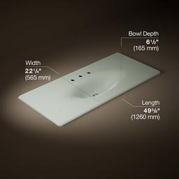 Kohler Iron/Impressions 49'' Enameled cast iron vanity top with integrated oval sink - Sea Salt - image 2