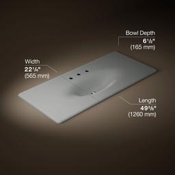 Kohler Iron/Impressions 49'' Enameled cast iron vanity top with integrated oval sink - Basalt - image 2