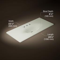 Kohler Iron/Impressions 49'' Enameled cast iron vanity top with integrated oval sink - Dune - image 2