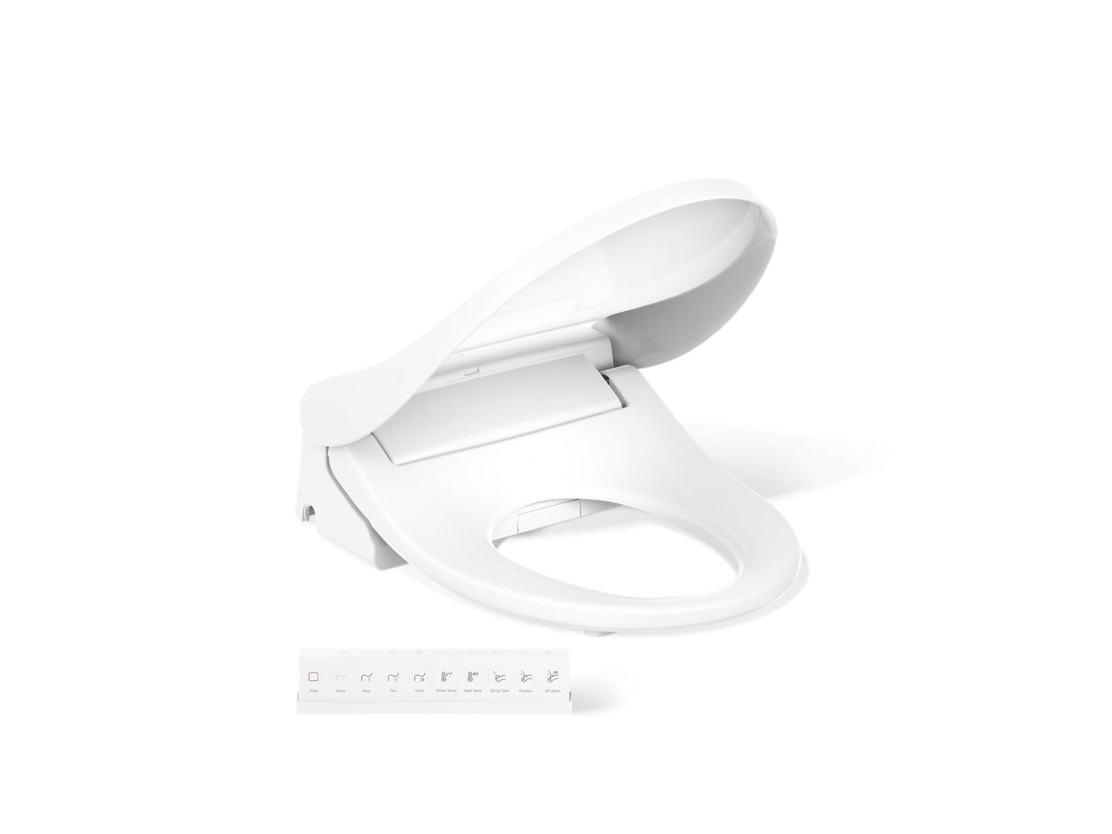 Kohler PureWash E880 Round-front bidet toilet seat with remote control - White by Kohler